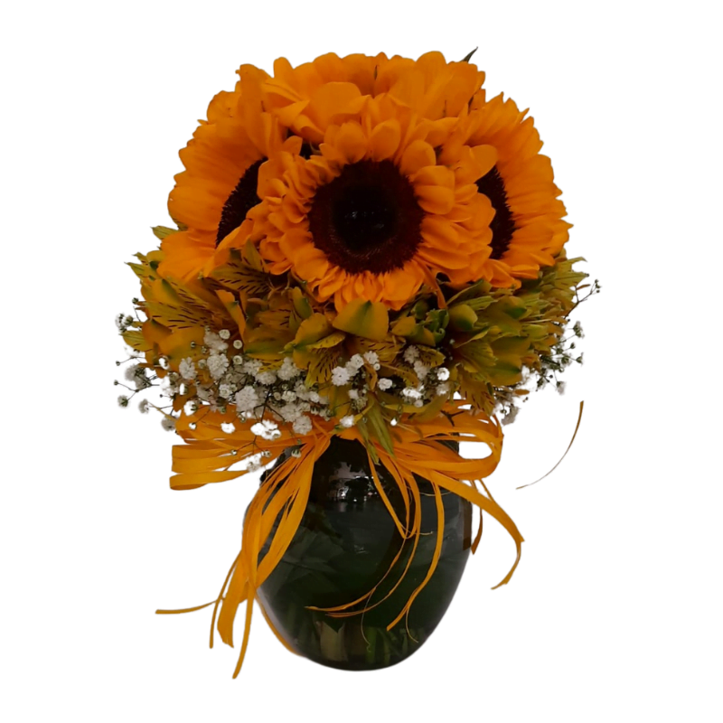 7 Buquê Sucesso de Girassóis na Jarra