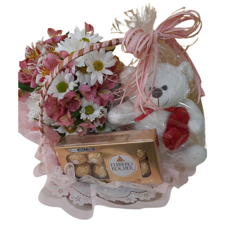 Design sem nome (21) Mimo de Flores Ursinho e Ferrero - Imagem 1