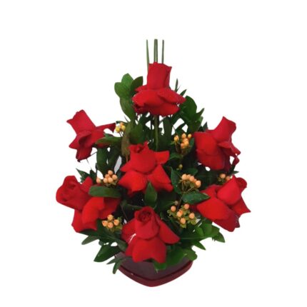 Rosas Especiais no Coração de Acrílico