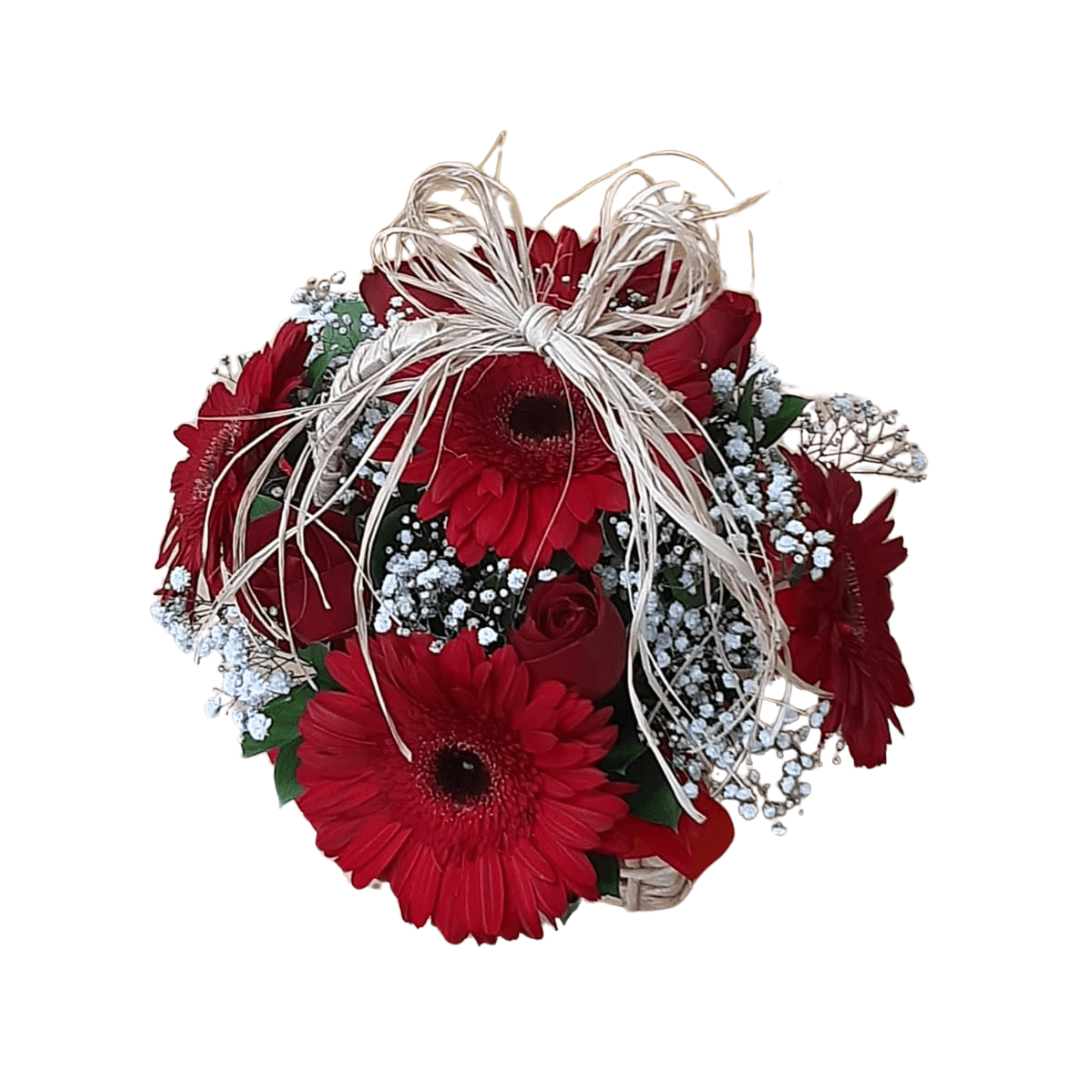 Design sem nome (11) Cestinha Meu Amor – Gérberas e Rosas - Imagem 2