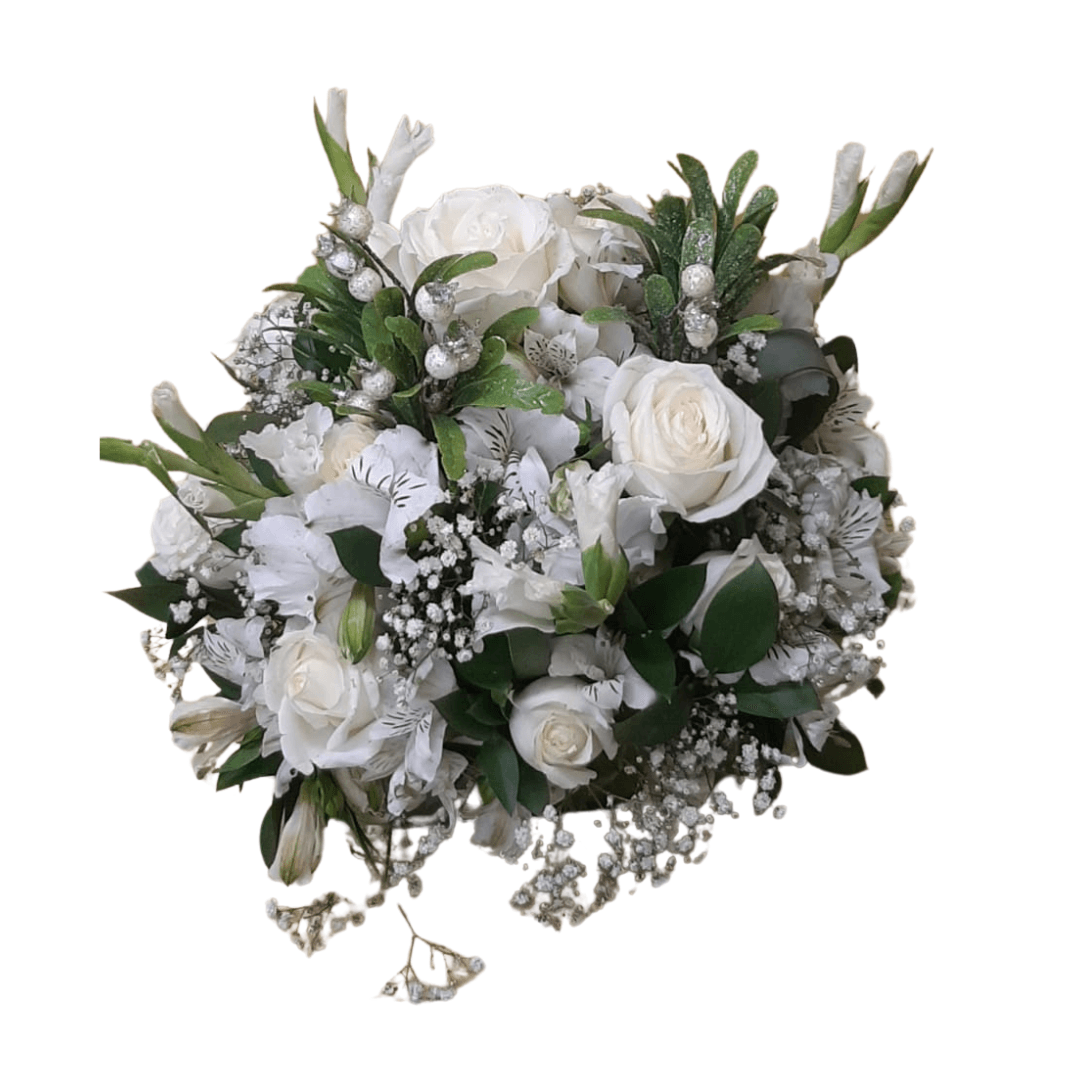 Design sem nome (9) Centro de Mesa Alegria 2025 Rosas ,Alastroemérias e Cluva de Prata - Imagem 2