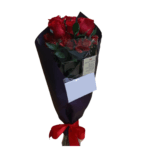 Buquê Valentines: Buquê com 6 Rosas Vermelhas Importadas na Embalagem de Cartolina Preta